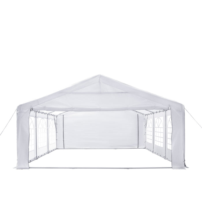TMG Industrial 20' x 20' Tente de fête extérieure robuste avec parois latérales amovibles et portes enroulables, couverture en PE de 11 oz, plafond de 6'6", plafond de 10', TMG-PT2020F