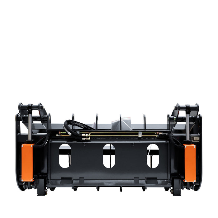 TMG Industrial 72” Skid Steer Root Rake Grapple Attachment, Universal Mount, 53” Jaw Opening, 9” Tine Spacing, 3000 lb Weight Capacity, TMG-RG72