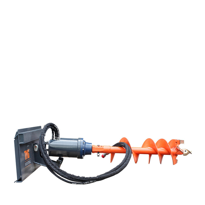 TMG Industrial Skid Steer Post Hole Auger Drive Attachment, 12” Diameter Auger, 48” Drilling Depth, Standard Flow, TMG-SAG12