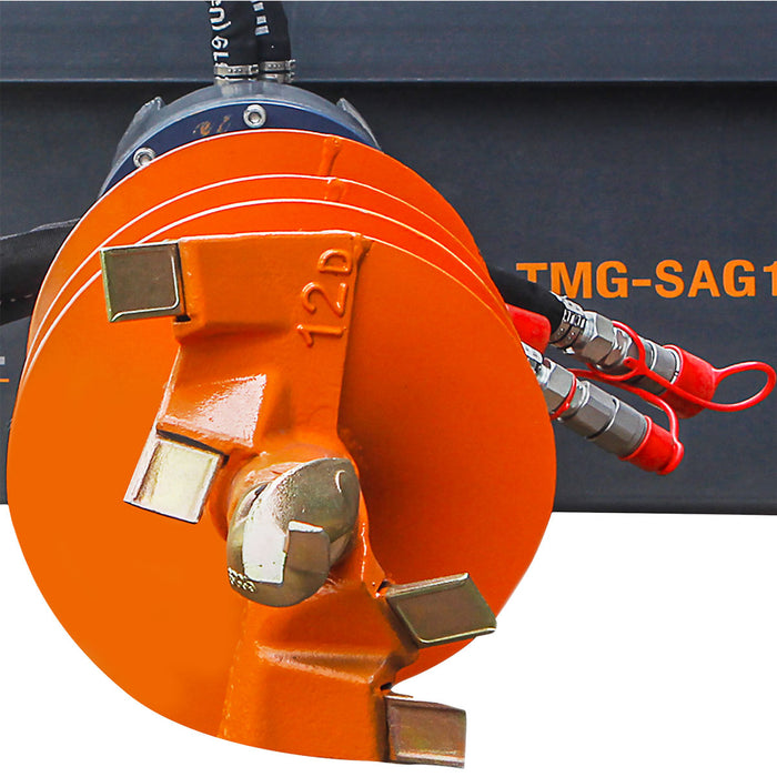 TMG Industrial Skid Steer Post Hole Fixation d'entraînement de tarière, tarière de 12 po de diamètre, profondeur de forage de 48 po, débit standard, TMG-SAG12