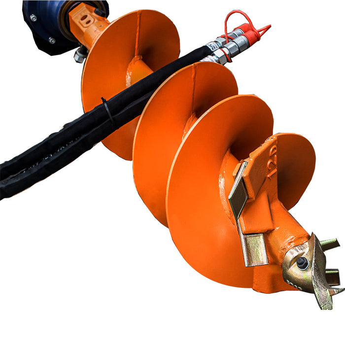 TMG Industrial Skid Steer Post Hole Auger Drive Attachment, 12” Diameter Auger, 48” Drilling Depth, Standard Flow, TMG-SAG12