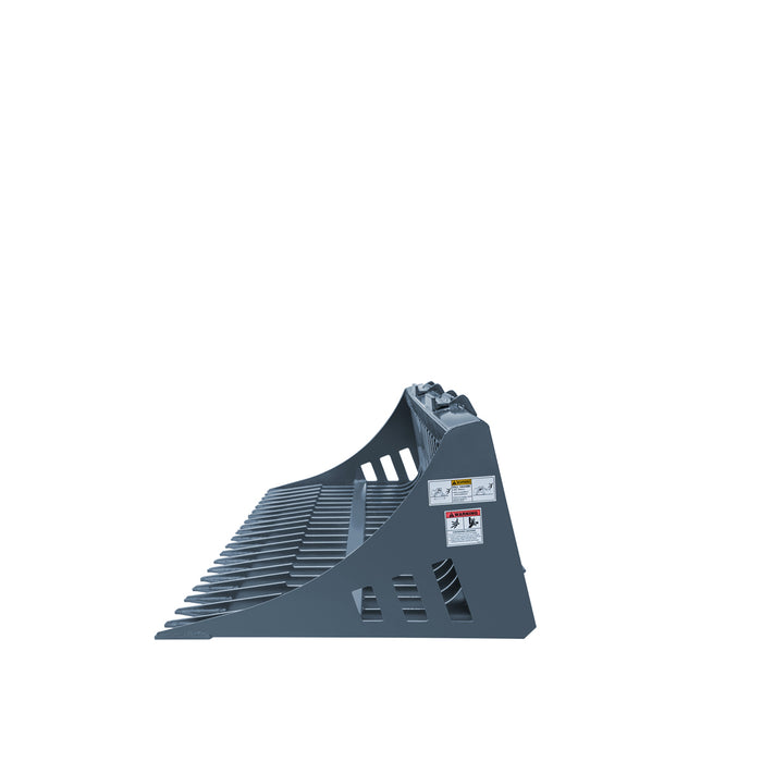 TMG Industrial 84” Skid Steer Rock Skeleton Bucket Attachment, Solid Steel, Universal Mount, 4” Tine Spacing, 45-70 HP, TMG-SB84