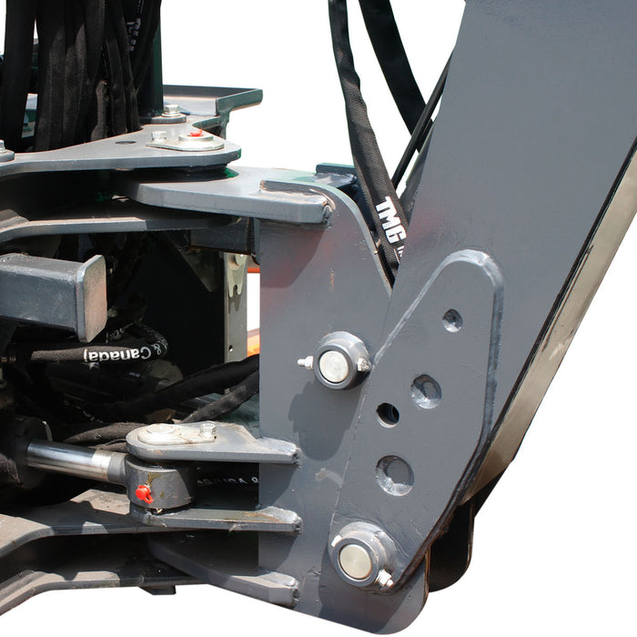 TMG Industrial Skid Steer Swivel Backhoe Attachment, 16” Bucket Included, 8’ Digging Depth, Foldable Stabilizers, TMG-SBH50