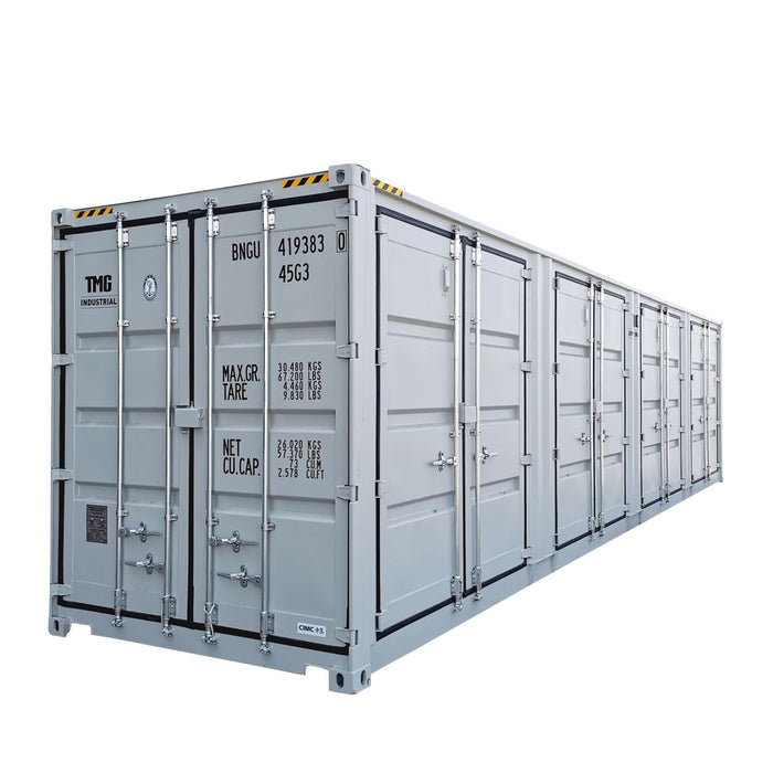 TMG Industrial 40' High Cube Side-Open Shipping Container, One Way Use, Security Lock Boxes, Ocean Sea Can Standards, TMG-SC40S