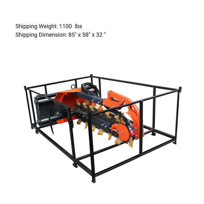 TMG Industrial 36" Skid Steer Side Shift Trencher, 22" Auger Discharge, Boom & Crumber Assembly, Earth Tungsten Teeth, TMG-SDT36S