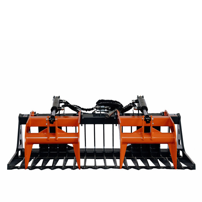 TMG Industrial 60” Skid Steer Skeleton Grapple Attachment, Universal Mount, 34” Arm Opening, 3” Tine Spacing, 2600 lb Weight Capacity, TMG-SG60