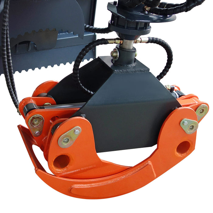 TMG Industrial 50" Skid Steer Rotary Log Grapple, 360° Rotation, 12V Solenoid Control Valve, 4500 LB Capacity, TMG-SLG49