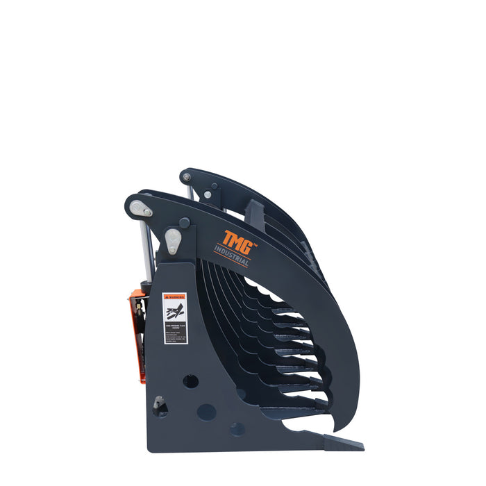 TMG Industrial 72" Skid Steer Root Rake Clamshell Grappin, support universel, ouverture de mâchoire de 54", capacité de poids de 3000 lb, TMG-SRR75