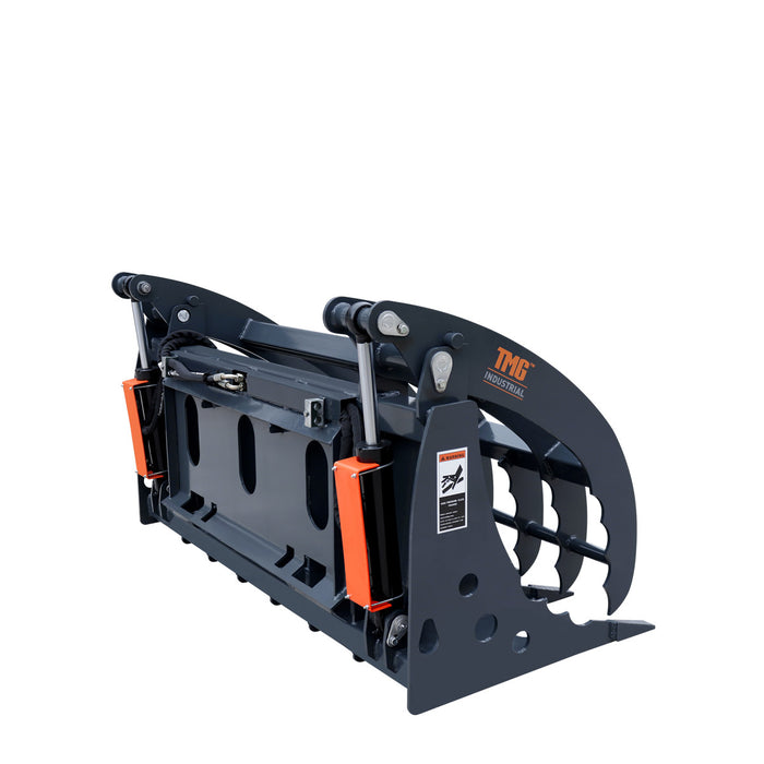TMG Industrial 72" Skid Steer Root Rake Clamshell Grappin, support universel, ouverture de mâchoire de 54", capacité de poids de 3000 lb, TMG-SRR75