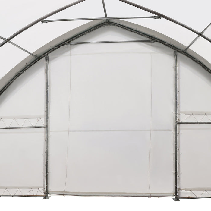 TMG Industrial 30' x 40' Peak Ceiling Storage Shelter with Heavy Duty 11 oz PE Cover & Drive Through Doors, TMG-ST3040E (Previously ST3040)