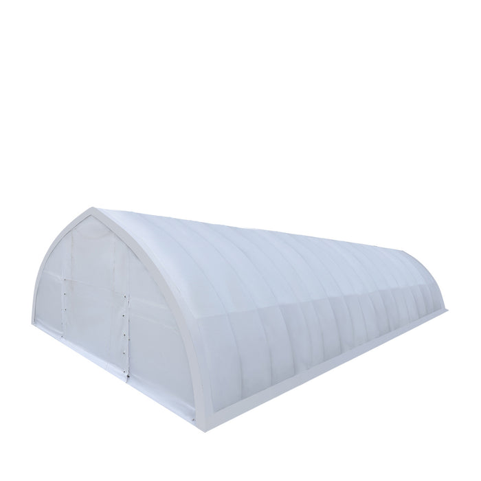 TMG Industrial 30' x 80' Peak Ceiling Storage Shelter with Heavy Duty 17 oz PVC Cover & Drive Through Doors, TMG-ST3080V