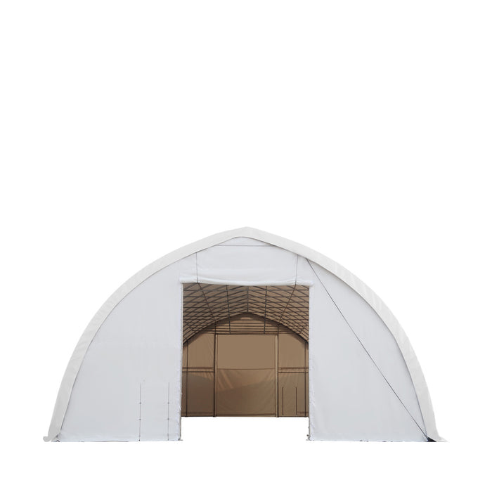 TMG-ST4061V 40' x 60' Peak Ceiling Storage Shelter, Single Truss, 17oz Commercial Grade PVC Cover, 13' W x 16' H Wide Open Door on Two End Walls