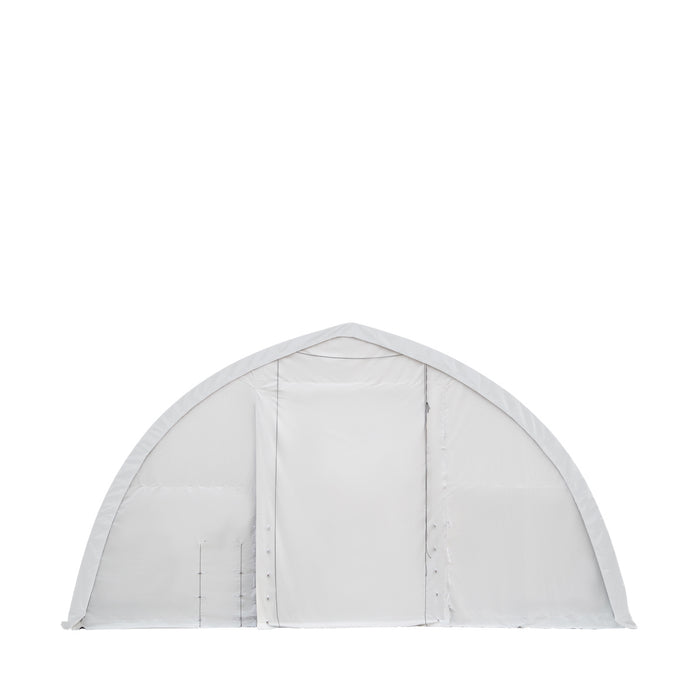 TMG-ST4061V 40' x 60' Peak Ceiling Storage Shelter, Single Truss, 17oz Commercial Grade PVC Cover, 13' W x 16' H Wide Open Door on Two End Walls