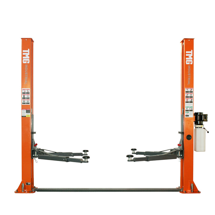 TMG Industrial 10 000 lb Plaque de plancher à deux montants, bras symétriques, hauteur de levage de 77 po, déverrouillage à double point, TMG-TPL45