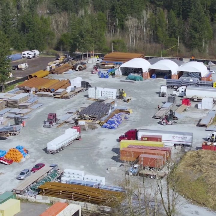 40' x 40' Dual Truss Container Shelter with Heavy Duty 21 oz PVC Cover, Enclosed End Wall & Front Drop, TMG-DT4041CF (Previously DT4040CF)